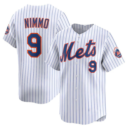 New York Mets #9 Brandon Nimmo Home Limited Player Jersey - White Stitched Baseball Jersey - Main View