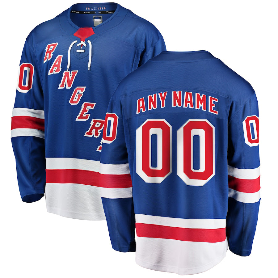 Custom NY.Rangers Fanatics Branded Home Breakaway Royal Stitched American Hockey Jerseys - Main View