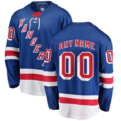 Custom NY.Rangers Fanatics Branded Home Breakaway Royal Stitched American Hockey Jerseys - Main View