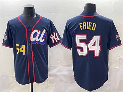 New York Yankees American League #54 Max Fried Navy 2025 All-Star Edition Limited Stitched Baseball Jersey - Main View