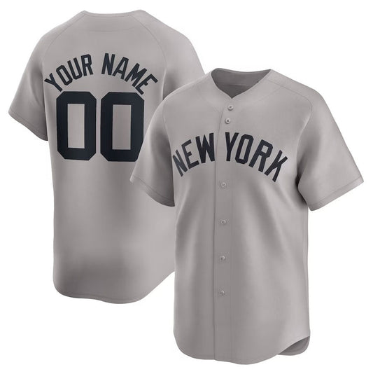 New York Yankees Away Limited Custom Jersey - Gray Stitches Baseball Jerseys - Main View