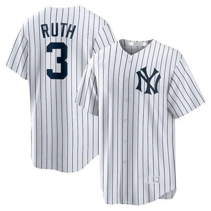 New York Yankees #3 Babe Ruth White Home Cooperstown Collection Player Jersey Baseball Jerseys - Main View