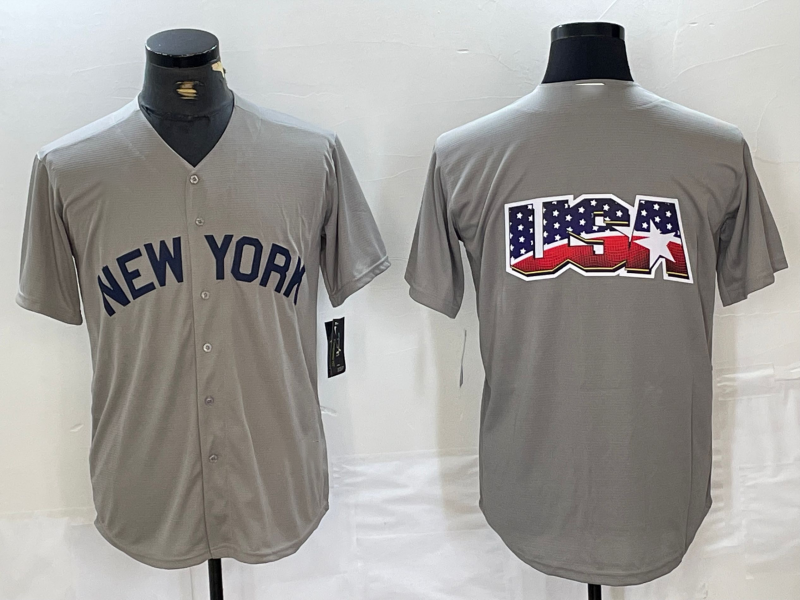 New York Yankees Blank 2021 Grey Field of Dreams Cool Base Stitched Baseball Jerseys - Main View