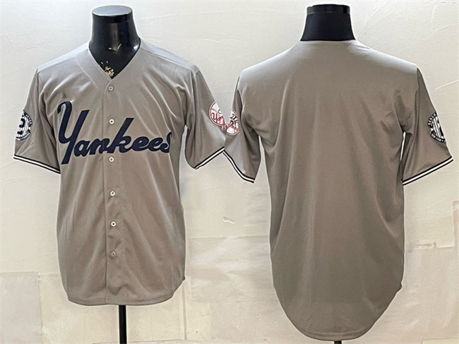 New York Yankees Blank Grey With Patch Limited Stitched Jersey - Main View