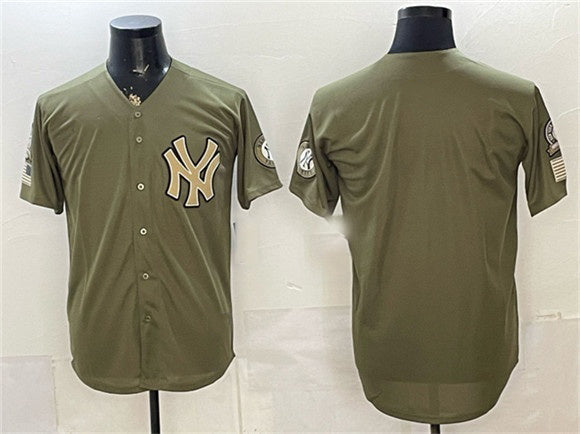 New York Yankees Blank Olive 2026 Armed Forces Day Stitched Jersey - Main View