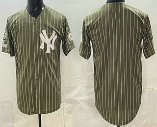 New York Yankees Blank Olive Pinstripe 2026 Armed Forces Day Salute To Service Jersey - Main View