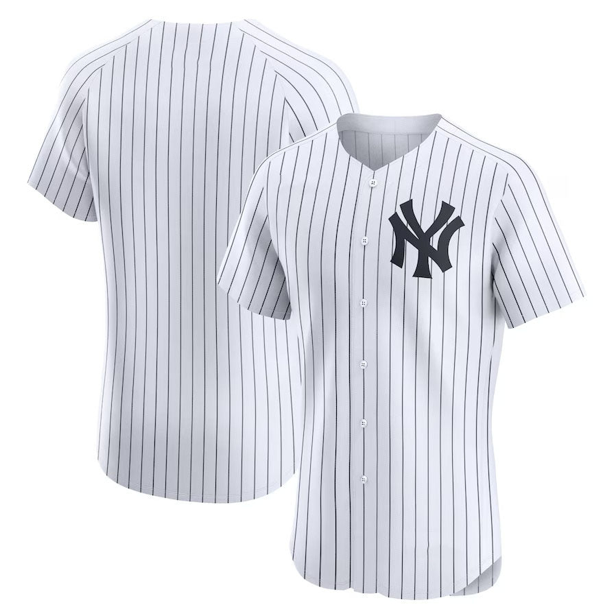 New York Yankees Home Elite Jersey - White Stitched Baseball Jersey - Main View