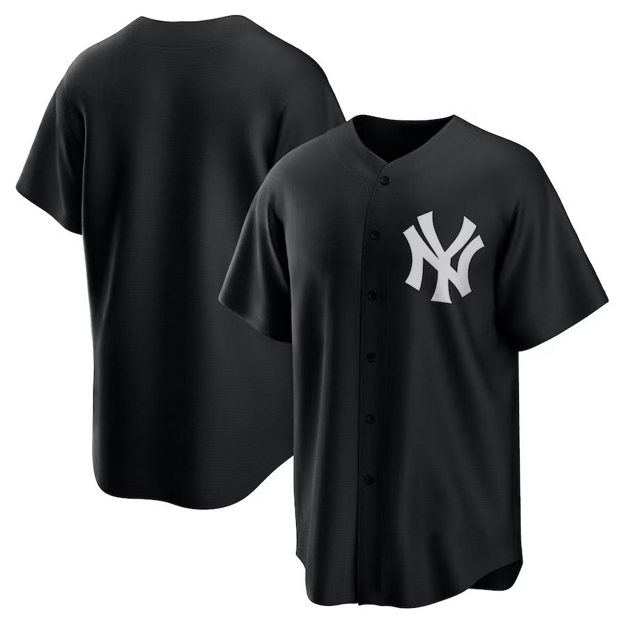 New York Yankees Official Replica Jersey - Black/White Stitches Baseball Jerseys - Main View