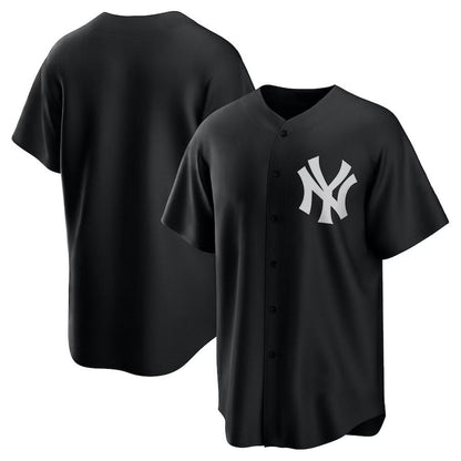 New York Yankees Official Replica Jersey - Black/White Stitches Baseball Jerseys - Main View