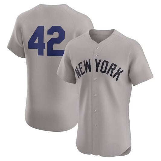 New York Yankees Road 2024 Jackie Robinson Day Elite Jersey - Gray Stitched Baseball Jersey - Main View