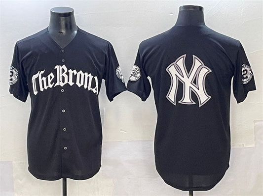 New York Yankees Team Big Logo Black 'Gothic Legacy Edition' Vapor Premier Limited Stitched Baseball Jersey - Main View