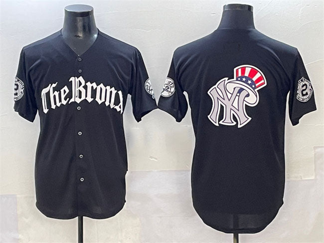New York Yankees Team Big Logo Black 'Gothic Legacy Edition' Vapor Premier Limited Stitched Baseball Jersey - Main View