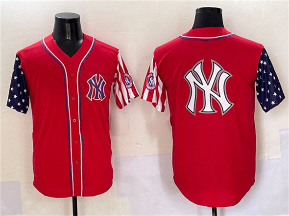 New York Yankees Team Big Logo Red American Style Limited Stitched Baseball Jersey - Main View