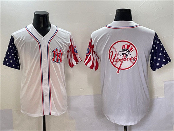 New York Yankees Team Big Logo White American Style Limited Stitched Baseball Jersey - Main View