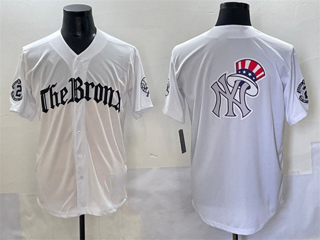 New York Yankees Team Big Logo White 'Gothic Legacy Edition' Vapor Premier Limited Stitched Baseball Jersey - Main View