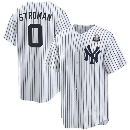 New York Yankees #0 Marcus Stroman White 2024 World Series With Name Cool Base Stitched Baseball Jersey - Main View