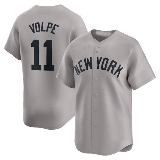 New York Yankees #11 Anthony Volpe Gray 2024 Away Limited Cool Base Stitched Baseball Jersey - Main View