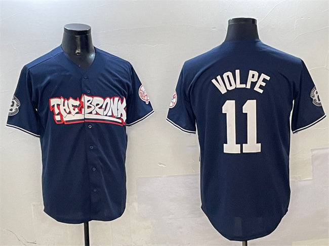 New York Yankees #11 Anthony Volpe Navy Bronx Graffiti Vapor Limited Stitched Baseball Jersey - Main View