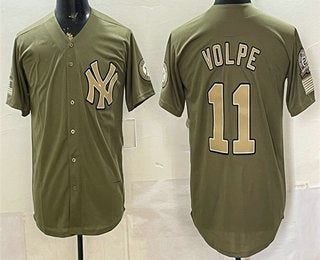 New York Yankees #11 Anthony Volpe Olive 2026 Armed Forces Day Jersey - Main View