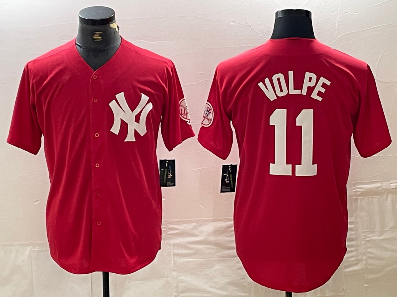 New York Yankees #11 Anthony Volpe Red Fashion Cool Base Baseball Jersey - Main View