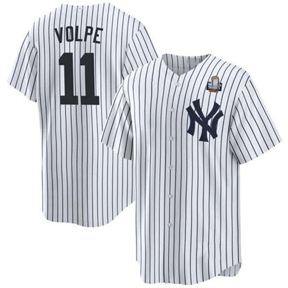 New York Yankees #11 Anthony Volpe White 2024 World Series With Name Cool Base Stitched Baseball Jersey - Main View