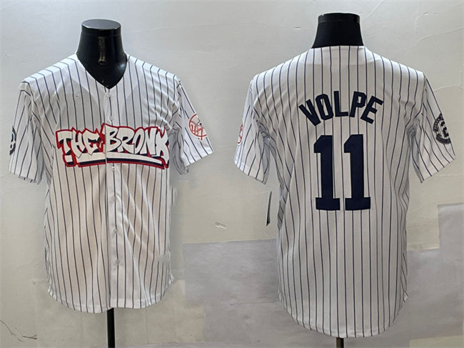 New York Yankees #11 Anthony Volpe White Bronx Graffiti Vapor Limited Stitched Baseball Jersey - Main View