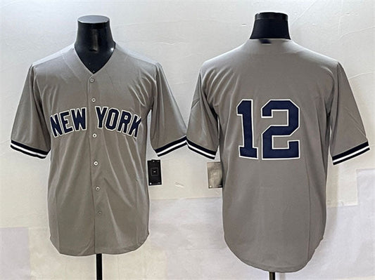 New York Yankees #12 Trent Grisham Grey Cool Base Stitched Baseball Jersey - Main View