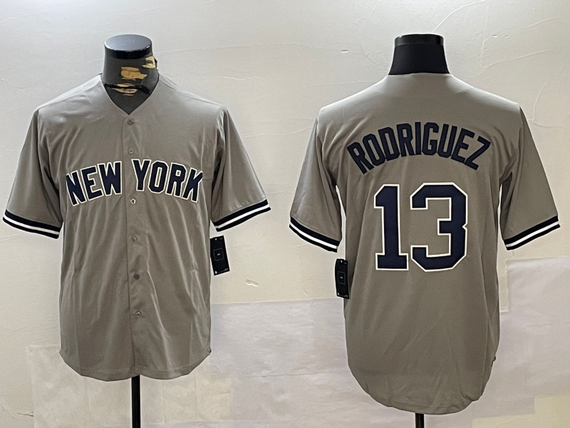 New York Yankees #13 Alex Rodriguez Grey Cool Base Stitched Baseball Jerseys - Main View