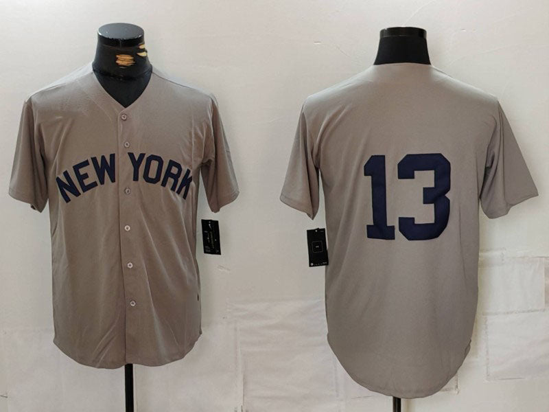 New York Yankees #13 Jazz Chisholm Jr Grey Cool Base Stitched Baseball Jerseys - Main View