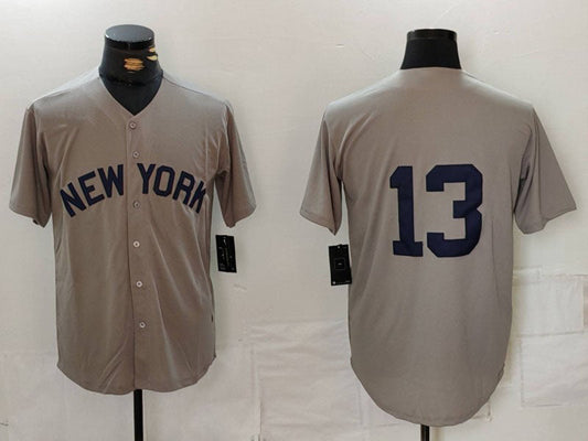 New York Yankees #13 Jazz Chisholm Jr Grey Cool Base Stitched Baseball Jerseys - Main View
