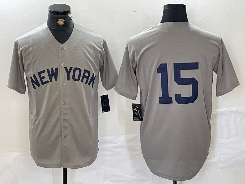 New York Yankees #15 Thurman Munson Grey Stitched Cool Base Baseball Jersey - Main View