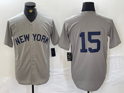 New York Yankees #15 Thurman Munson Grey Stitched Cool Base Baseball Jersey - Main View