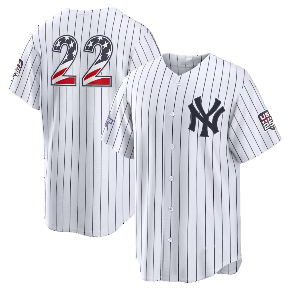 New York Yankees #22 Ben Rice 2026 All-Star Edition Stars & Stripes White Stadium Baseball Jersey - Main View