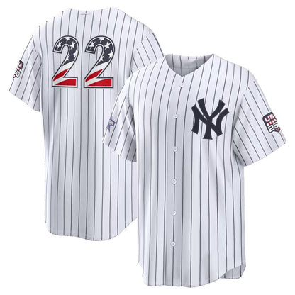 New York Yankees #22 Ben Rice 2026 All-Star Edition Stars & Stripes White Stadium Baseball Jersey - Main View