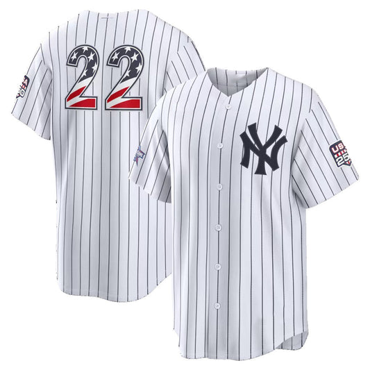 New York Yankees #22 Ben Rice 2026 All-Star Edition Stars & Stripes White Stadium Baseball Jersey - Main View