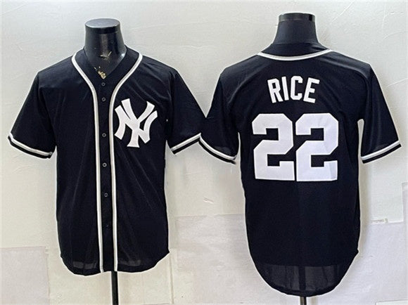 New York Yankees #22 Ben Rice 2026 Fashion Replica Black Out Stitched Jersey - Main View