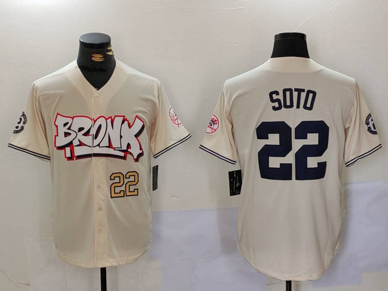 New York Yankees #22 Juan Soto Cream Limited Stitched Baseball Jersey - Main View