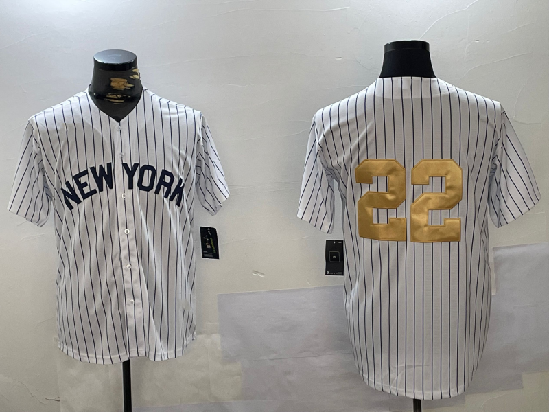 New York Yankees #22 Juan Soto White Pinstripe Without Name Fashion Cool Base Stitched Baseball Jersey - Main View
