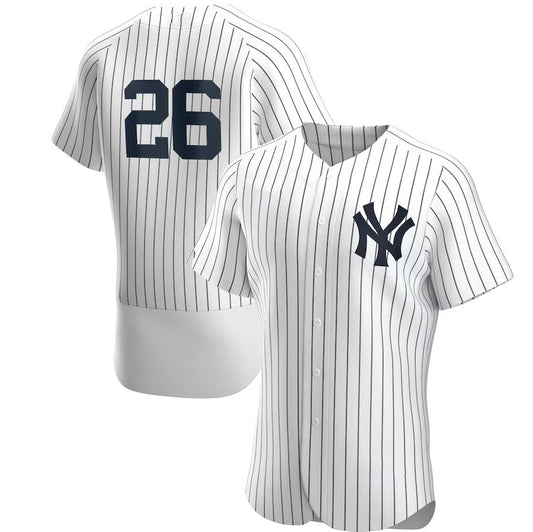 New York Yankees #26 DJ LeMahieu Home Authentic Player Jersey - White/Navy Stitched Baseball Jersey - Main View
