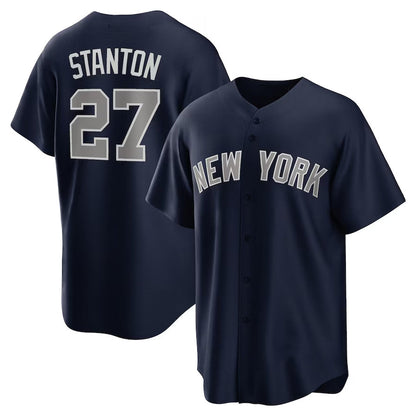 New York Yankees #27 Giancarlo Stanton Alternate Replica Player Jersey - Navy Stitched Baseball Jersey - Main View