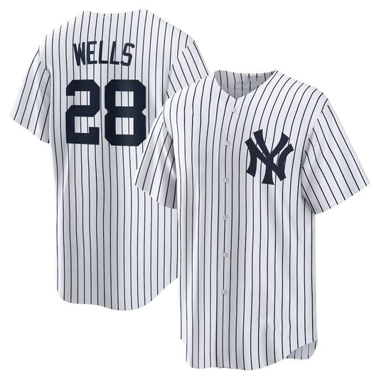 New York Yankees #28 Austin Wells Home Replica Jersey - White Stitched Baseball Jersey - Main View