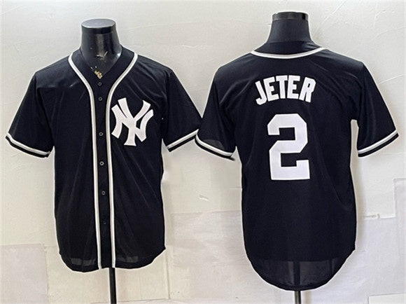 New York Yankees #2 Derek Jeter 2026 Fashion Replica Black Out Stitched Jersey - Main View