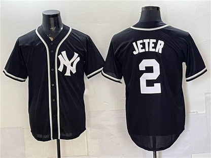 New York Yankees #2 Derek Jeter 2026 Fashion Replica Black Out Stitched Jersey - Main View