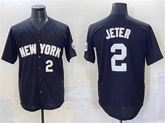 New York Yankees #2 Derek Jeter Black Limited Stitched Baseball Jersey - Main View