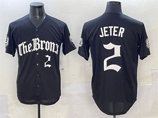 New York Yankees #2 Derek Jeter Black 'Gothic Legacy Edition' Vapor Premier Limited Stitched Baseball Jersey - Main View