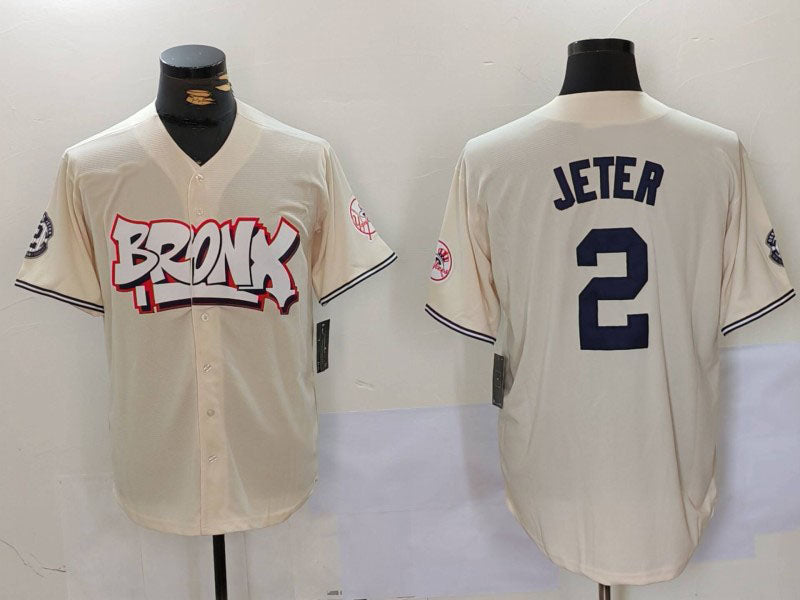New York Yankees #2 Derek Jeter Cream Limited Stitched Baseball Jersey - Main View