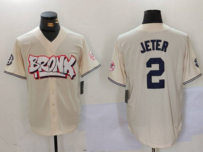 New York Yankees #2 Derek Jeter Cream Limited Stitched Baseball Jersey - Main View