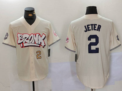 New York Yankees #2 Derek Jeter Cream Limited Stitched Baseball Jersey - Main View
