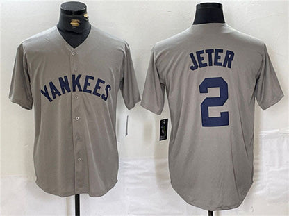 New York Yankees #2 Derek Jeter Gray Cool Base Stitched Baseball Jersey - Main View