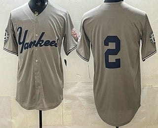 New York Yankees #2 Derek Jeter Grey Without Name Limited Jersey - Main View